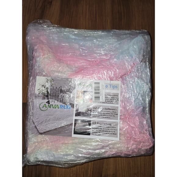 anvarug super soft shaggy room tie dyed rainbow rug 5ft x7ft - Picture 4 of 6